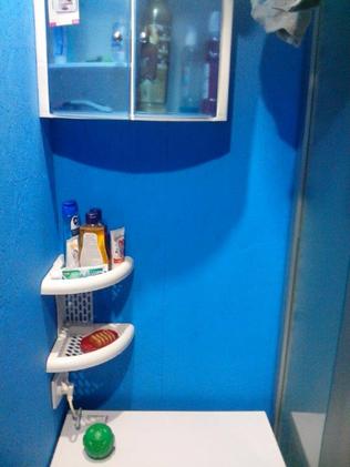 Ванная комната из ОСБ покрашена резиновой краской PromColor цвет Океан 