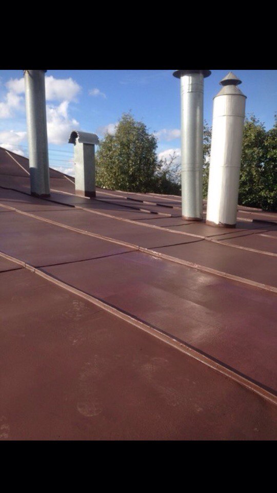 г. Рязань, крыша оцинкованная на ул. Нахимова покрашена резиновой краской цвет Шоколад в 2016