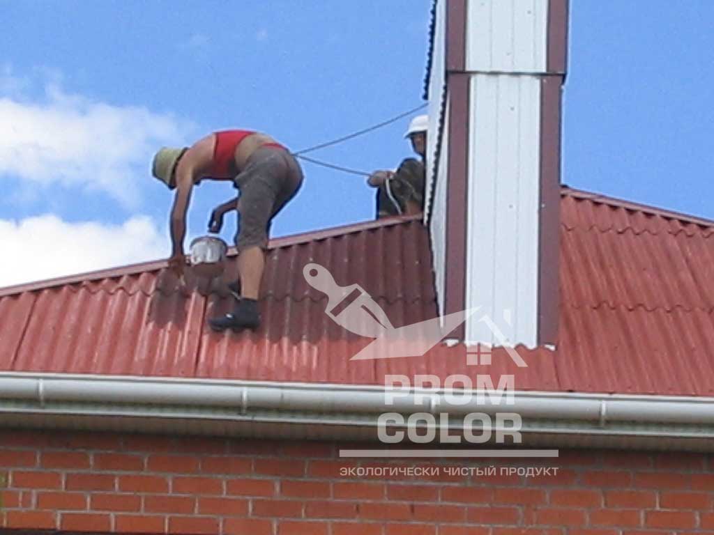 Шиферная крыша в г. Таганрог процесс покраски 2017 год