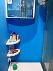 Ванная комната из ОСБ покрашена резиновой краской PromColor цвет Океан 